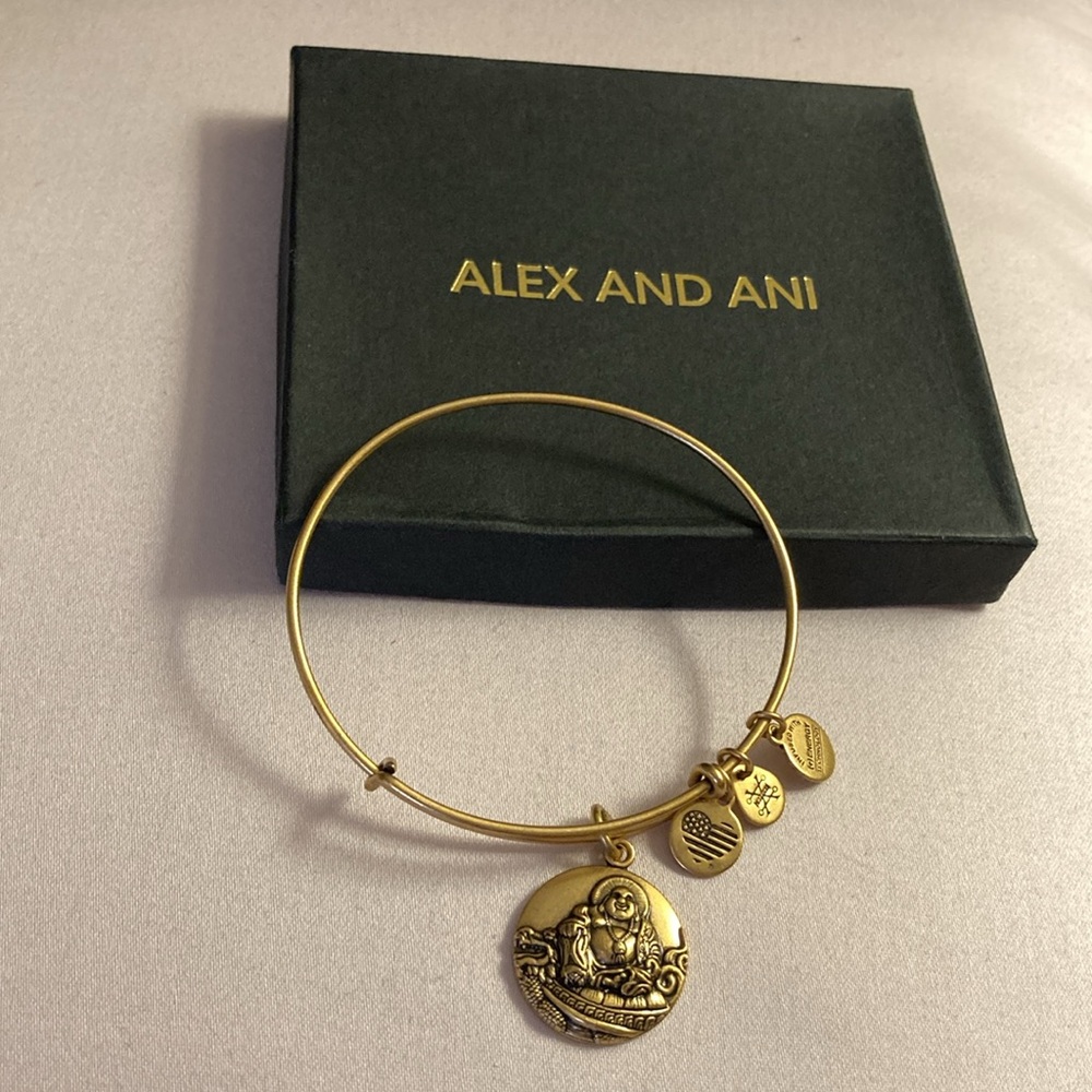 NWOT - Alex and Ani Energy 2016 Laughing Buddha Stretch Bangle Bracelet